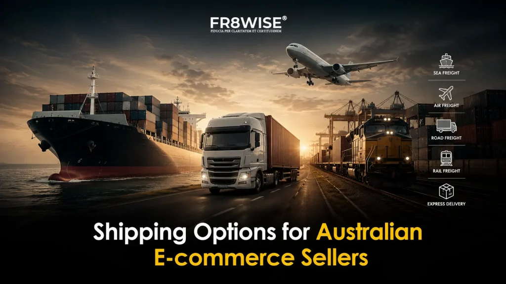 Shipping options for Australian e-commerce sellers including sea freight, air freight, road, rail and express delivery