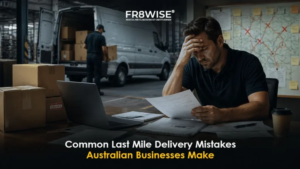Common last mile delivery mistakes Australian businesses make shown by stressed manager reviewing failed courier routes
